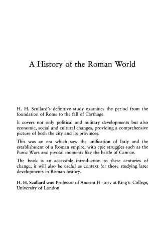 A History of the Roman World 753-146 BC