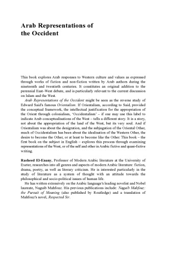 Arab Representations of the Occident: East-West Encounters in Arabic Fiction
