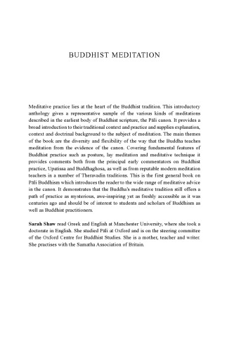 Buddhist Meditation An Anthology Of Texts