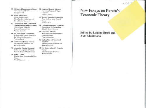 New Essays on Pareto's Economic Theory