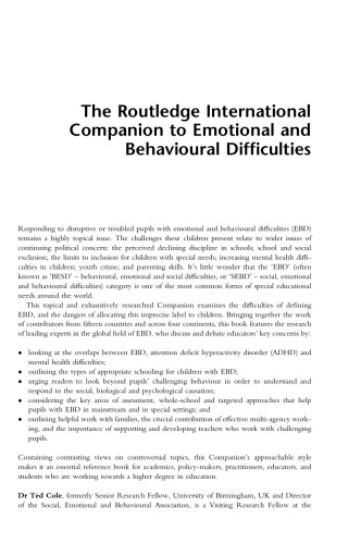 The Routledge International Companion to Emotional and Behavioural Difficulties