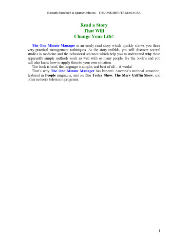 The One Minute Manager
