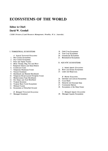 Tropical Rain Forest Ecosystems. Biogeographical and Ecological Studies