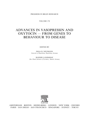 Advances in Vasopressin and Oxytocin — From Genes to Behaviour to Disease