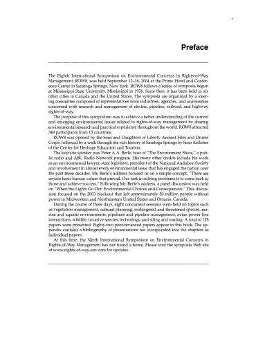 Environment Concerns in Rights-of-Way Management 8th International Symposium. 12–16 September 2004 Saratoga Springs, New York, USA