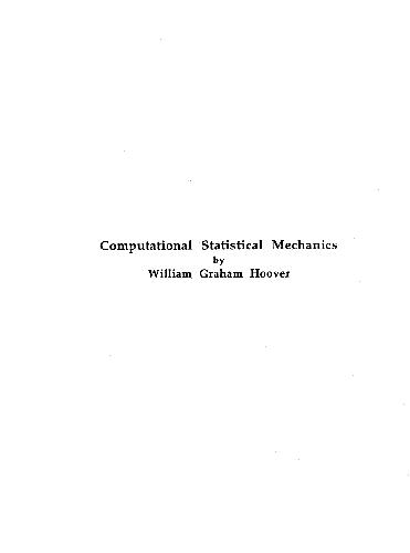 Computational statistical mechanics