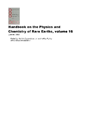 Handbook on the Physics and Chemistry of Rare Earths, Volume Volume 16