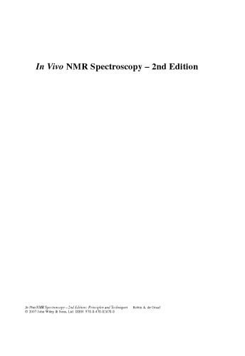 In Vivo NMR Spectroscopy, 2nd Edition