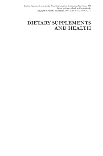 Dietary Supplements and Health: Novartis Foundation Symposium 282