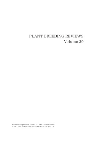 Plant Breeding Reviews, Volume 29