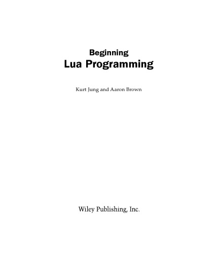 Beginning Lua Programming