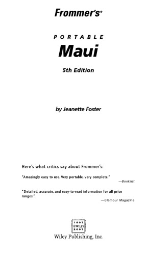 Frommer's Portable Maui (2007) (Frommer's Portable)