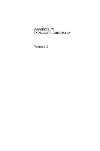 Progress in Inorganic Chemistry, Volume 3