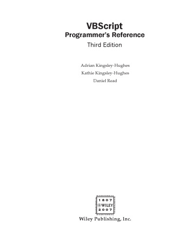 VBScript : programmer's reference