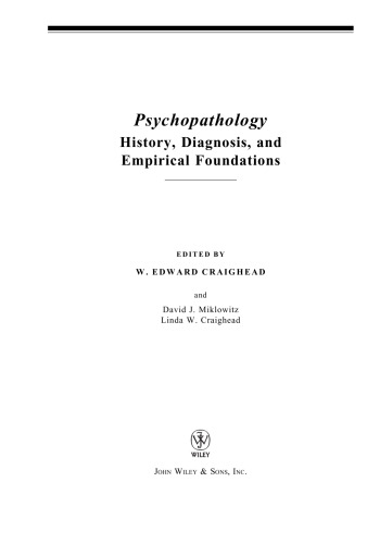 Psychopathology: History, Diagnosis, and Empirical Foundations