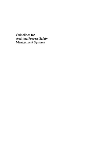 Guidelines for Auditing Process Safety Management Systems, Second Edition