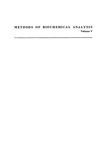 Methods of Biochemical Analysis, Volume 5