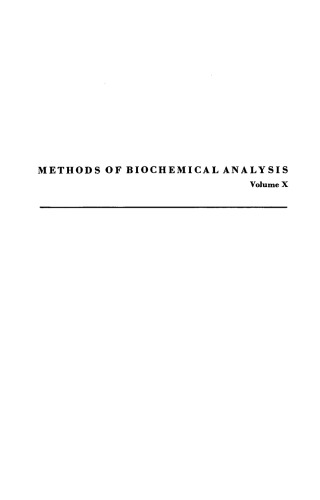 Methods of Biochemical Analysis, Volume 10