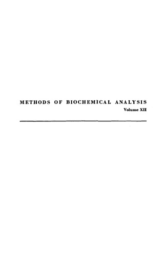 Methods of Biochemical Analysis, Volume 12