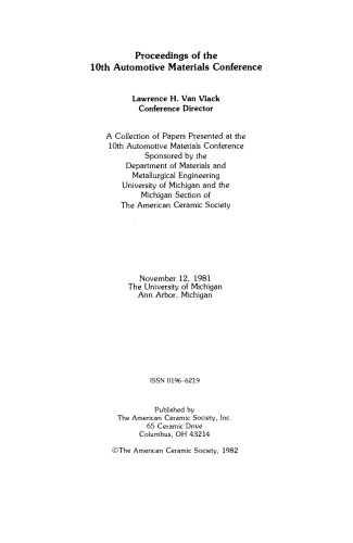 Proceedings of the 10th Automotive Materials Conference: Ceramic Engineering and Science Proceedings, Volume 3, Issue 7/8