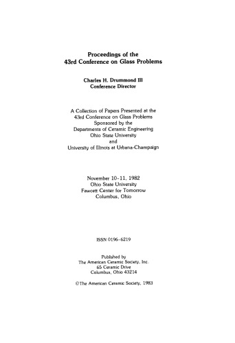 Proceedings of the 43rd Conference on Glass Problems: Ceramic Engineering and Science Proceedings, Volume 4, Issue 3/4