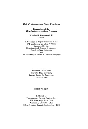 47th Conference on Glass Problems: Ceramic Engineering and Science Proceedings, Volume 8, Issue 3/4