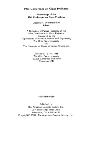 Proceedings of the 49th Conference on Glass Problems: Ceramic Engineering and Science Proceedings, Volume 10, Issue 3/4