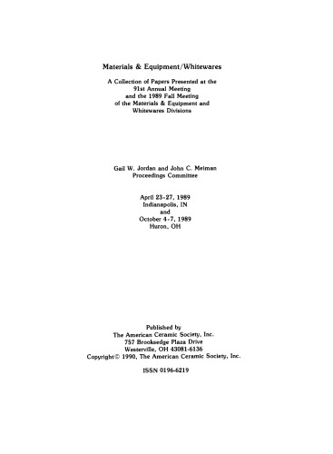 Materials & Equipment/Whitewares: Ceramic Engineering and Science Proceedings, Volume 11, Issue 3/4