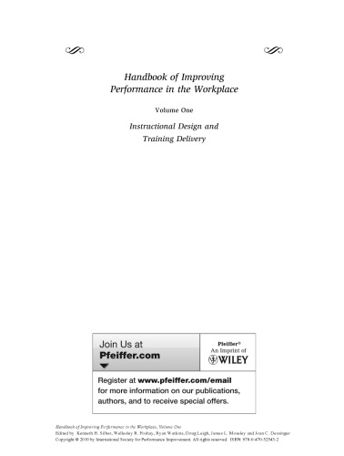 Handbook of Improving Performance in the Workplace: Volumes 1-3
