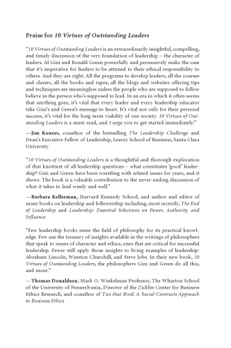 10 Virtues of Outstanding Leaders: Leadership and Character
