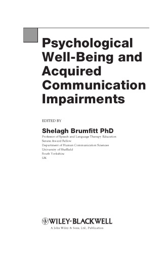 Psychological Well Being and Acquired Communication Impairment