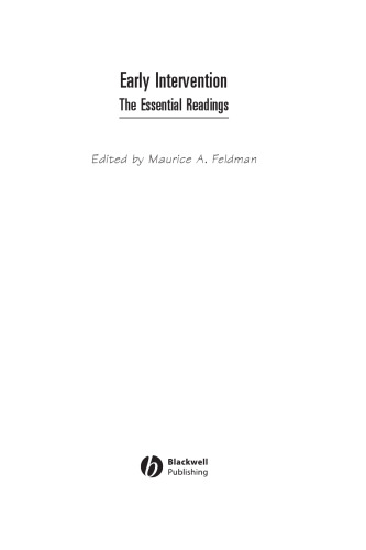 Early Intervention: The Essential Readings (Essential Readings in Developmental Psychology)