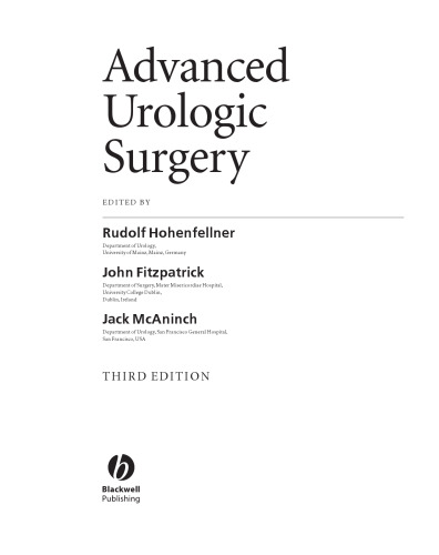 Advanced Urologic Surgery, 3rd edition