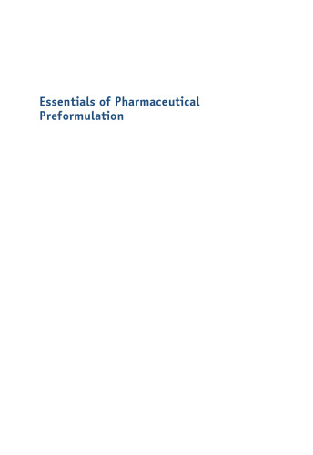 Essentials of Pharmaceutical Preformulation