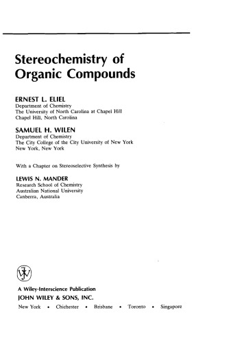 Stereochemistry of organic compounds