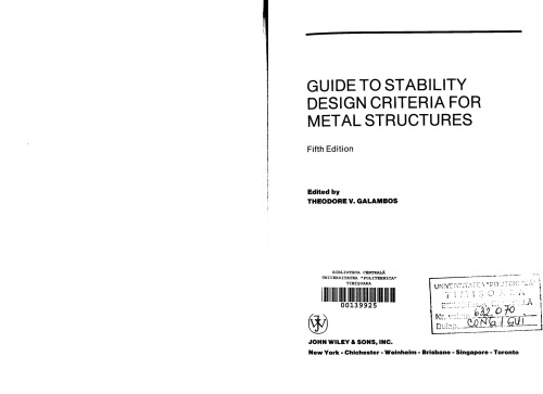 Guide to Stability Design Criteria for Metal Structures