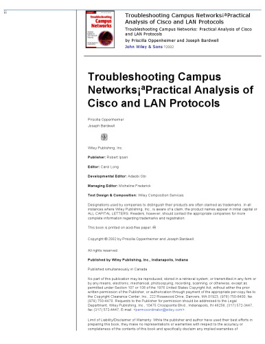 Troubleshooting Campus Networks: Practical Analysis of Cisco and LAN Protocols