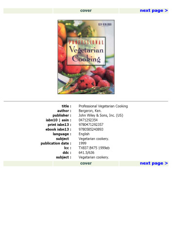 Professional Vegetarian Cooking