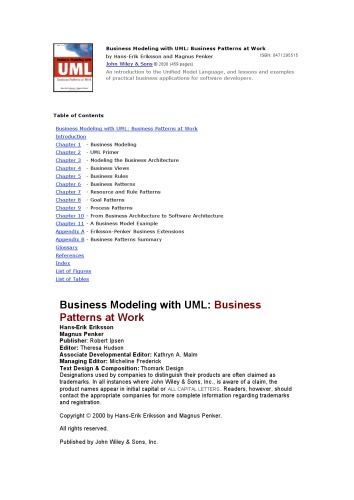 Business modeling with UML: business patterns at work