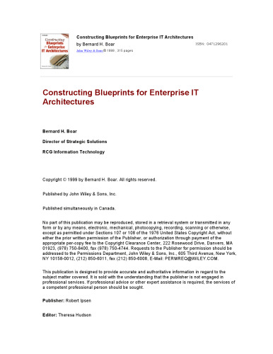 Constructing Blueprints for Enterprise IT Architectures