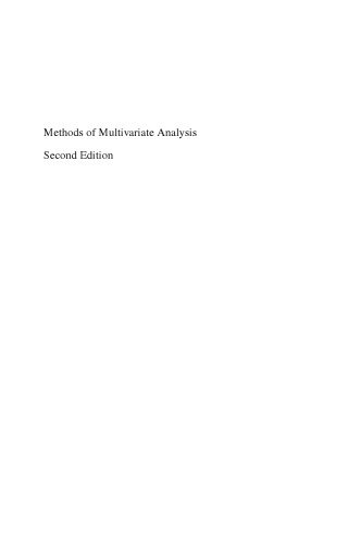 Methods of multivariate analysis
