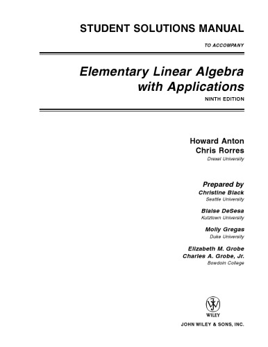 Elementary Linear Algebra with Applications, Student Solutions Manual
