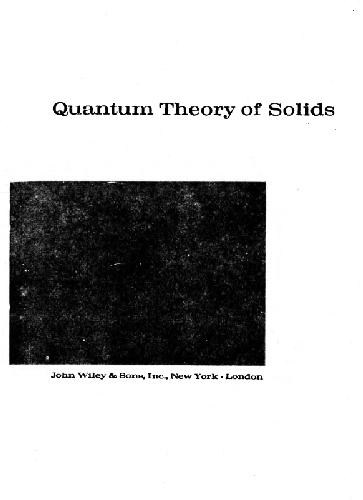 Quantum Theory of Solids