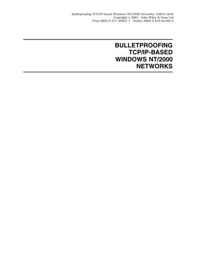 Bulletproofing TCP/IP-based Windows NT/2000 Networks