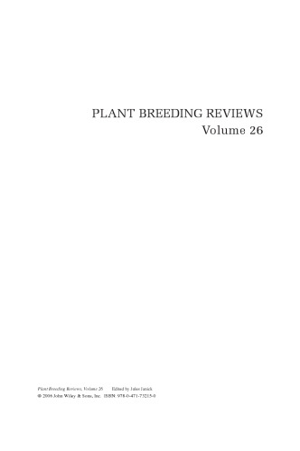 Plant Breeding Reviews, Volume 26
