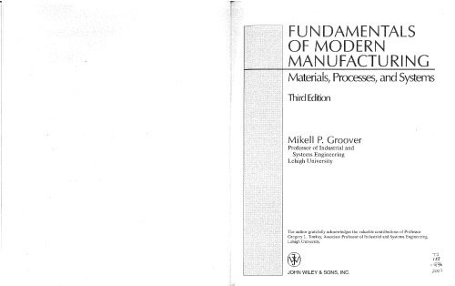 Fundamentals of Modern Manufacturing: Materials, Processes, and Systems