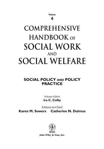 Comprehensive handbook of social work and social welfare