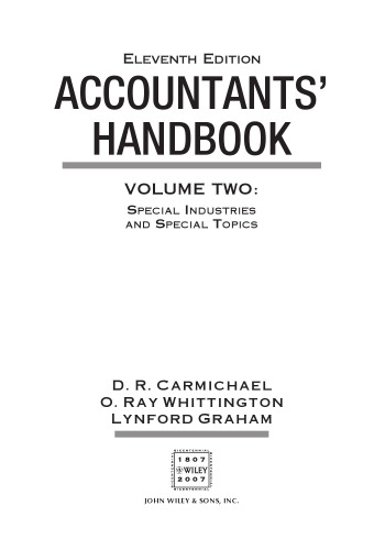 Accountants’ handbook. Special Industries and Special Topics