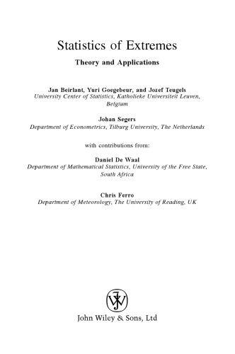 Statistics of Extremes: Theory and Applications