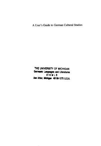 A user's guide to German cultural studies